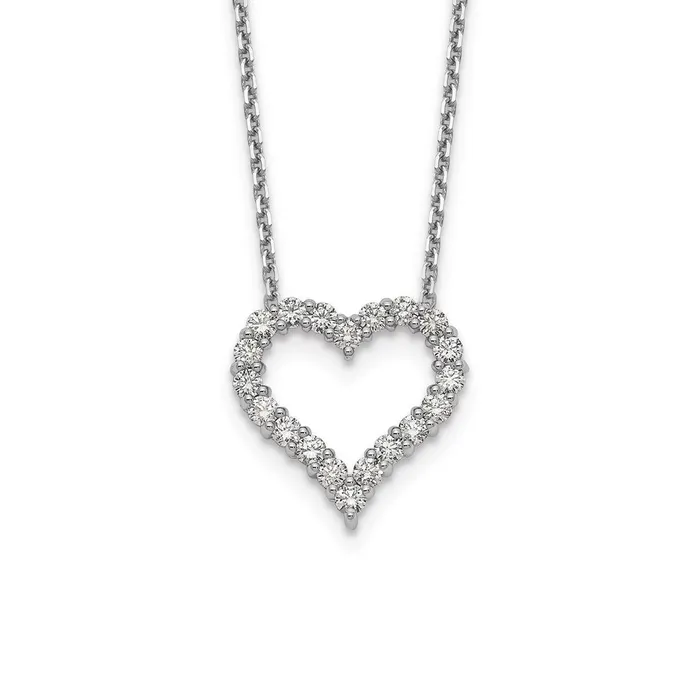 Goldia Necklaces 14k White Gold Real Diamond Heart 18 inch Necklace