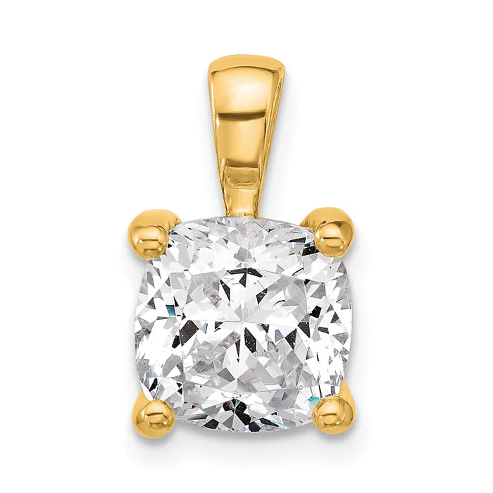 Goldia Necklaces 14k Yellow Gold 4 Ct Lab Grown Diamond VSSI G Cushion Four Prong Pendant Goldia Necklaces 14k Yellow Gold 4 Ct Lab Grown Diamond VSSI G Cushion Four Prong Pendant