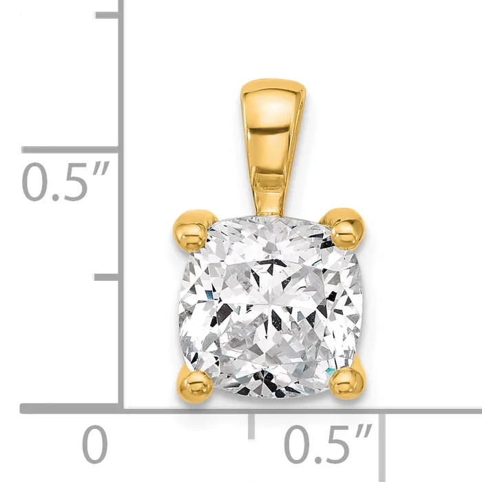 Goldia Necklaces 14k Yellow Gold 4 Ct Lab Grown Diamond VSSI G Cushion Four Prong Pendant