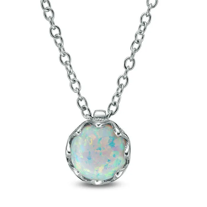 Goldia Necklaces 70mm LabCreated Opal Solitaire Floral Pendant in Sterling Silver 195 Goldia Necklaces 70mm LabCreated Opal Solitaire Floral Pendant in Sterling Silver 195