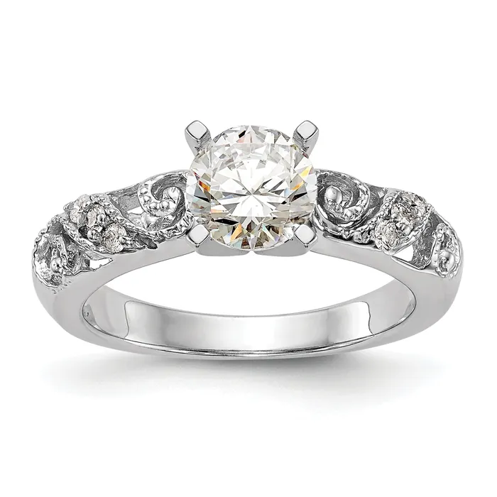 Goldia Rings 007ct CZ Solid Real 14K White Gold Peg Set Engagement Ring