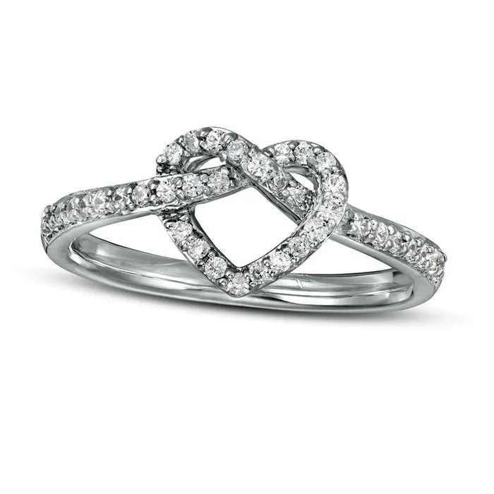 Goldia Rings 025 CT TW Natural Diamond Pretzel Love Knot Heart Ring in Solid 10K White Gold Goldia Rings 025 CT TW Natural Diamond Pretzel Love Knot Heart Ring in Solid 10K White Gold
