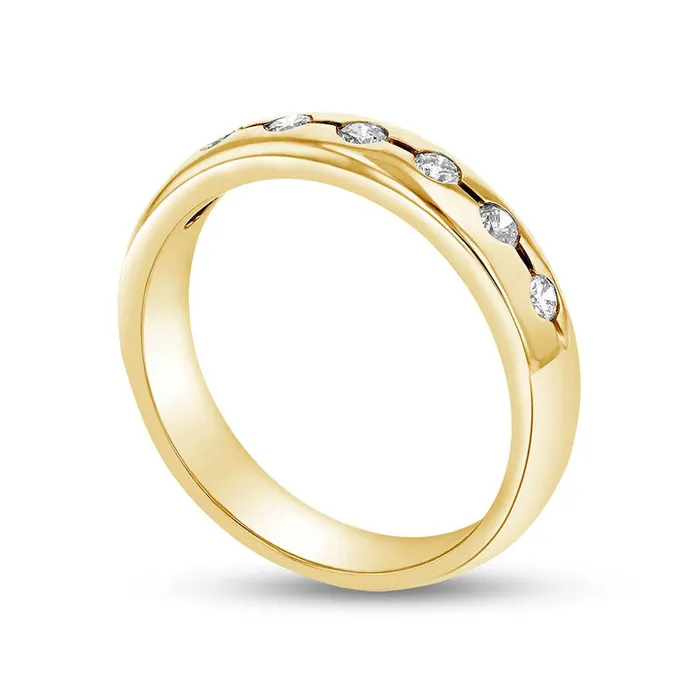 Goldia Rings 033 CT TW Natural Diamond Wedding Band in Solid 14K Gold HSI2