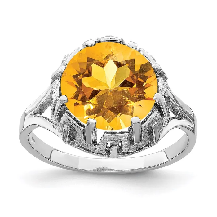 Goldia Rings 14k White Gold 10mm Citrine ring