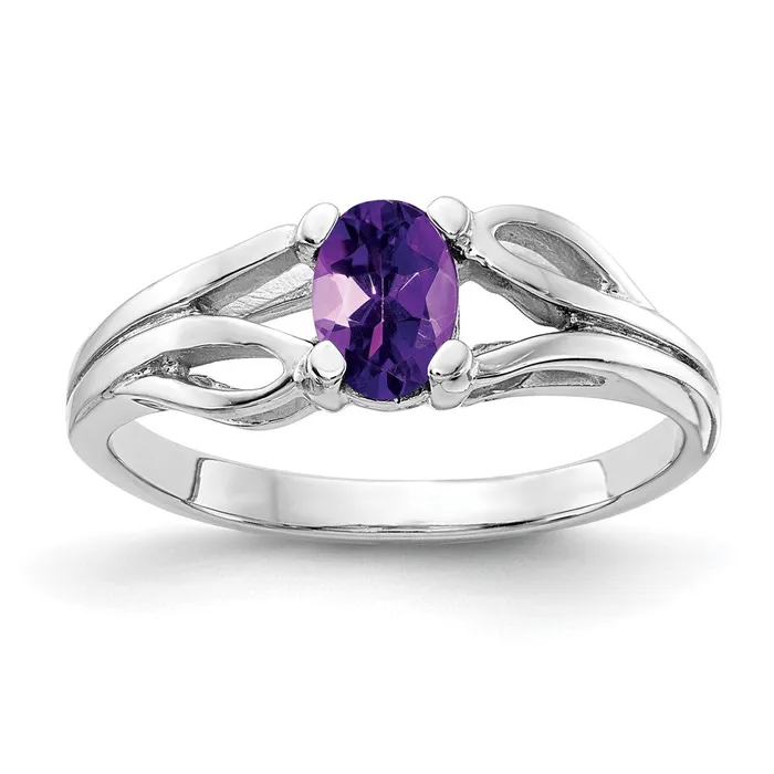 Goldia Rings 14k White Gold 6x4mm Oval Amethyst ring