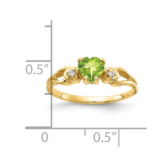 Goldia Rings 14K Yellow Gold 5mm Heart Peridot A Real Diamond ring