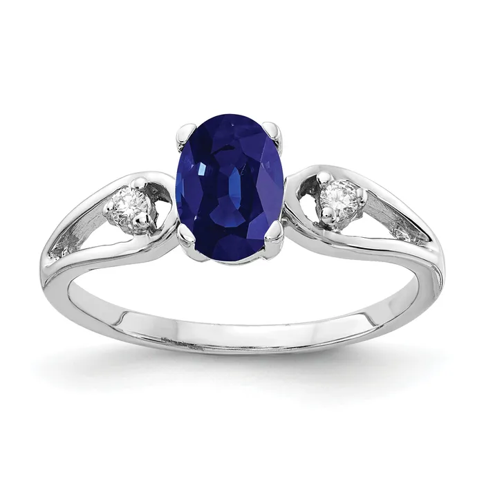 Goldia Rings Solid 14k White Gold 7x5mm Oval Simulated Sapphire AA CZ Ring Goldia Rings Solid 14k White Gold 7x5mm Oval Simulated Sapphire AA CZ Ring