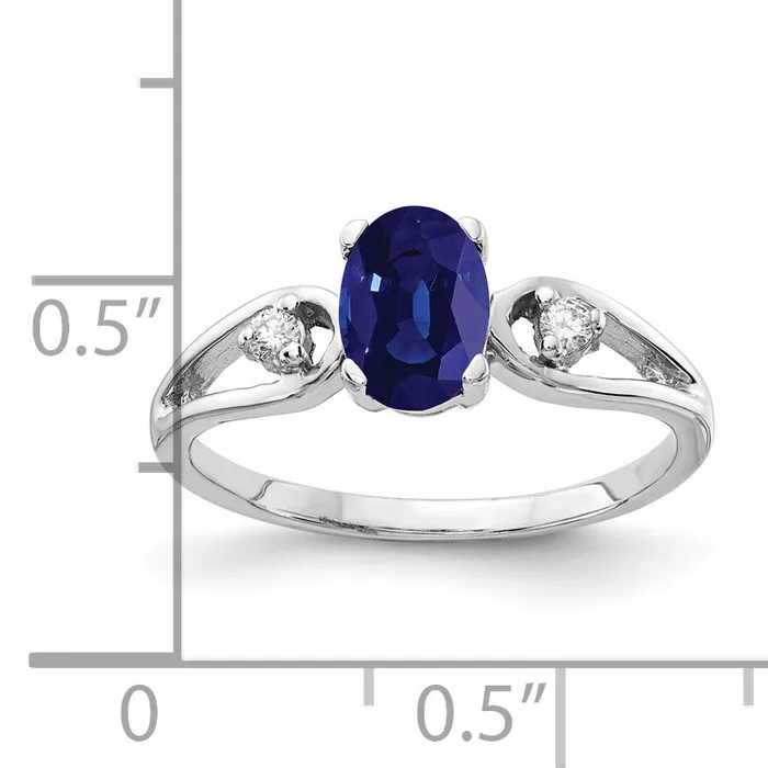 Goldia Rings Solid 14k White Gold 7x5mm Oval Simulated Sapphire AA CZ Ring