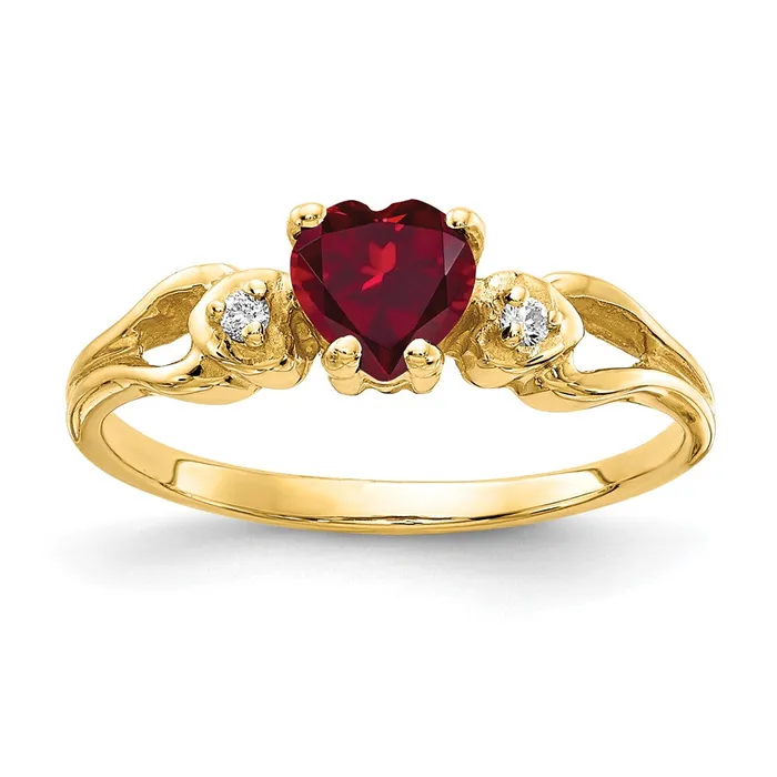 Goldia Rings Solid 14k Yellow Gold 5mm Heart Created Simulated Ruby A CZ Ring Goldia Rings Solid 14k Yellow Gold 5mm Heart Created Simulated Ruby A CZ Ring