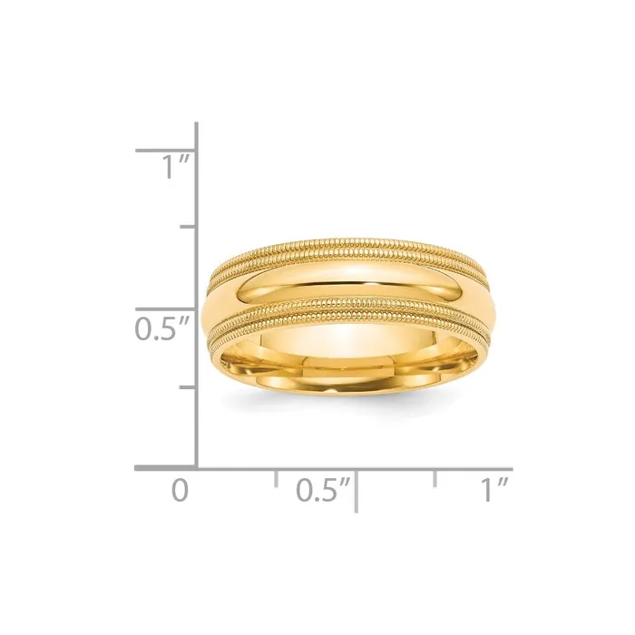 Goldia Rings Solid 14K Yellow Gold 7mm Double Milgrain Comfort Fit MensWomens Wedding Band Ring Size 105 Goldia Rings Solid 14K Yellow Gold 7mm Double Milgrain Comfort Fit MensWomens Wedding Band Ring Size 105