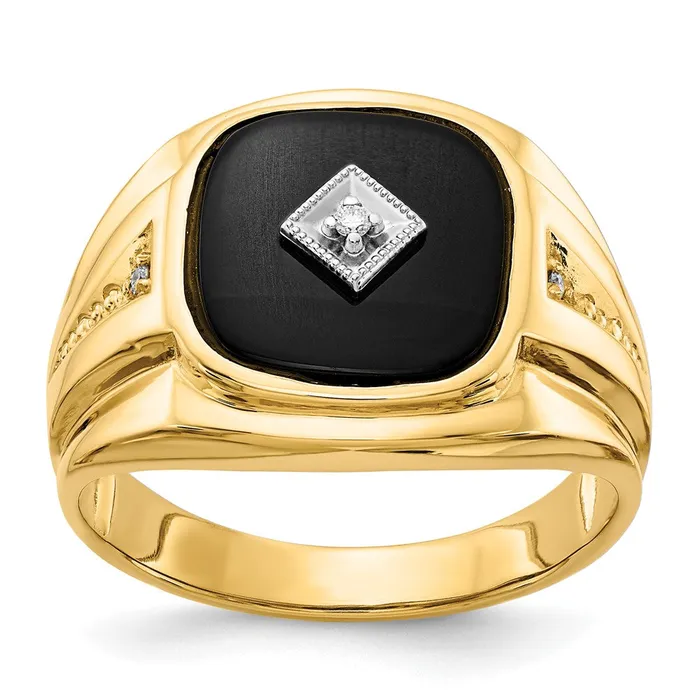 Goldia Rings Solid 14k Yellow Rhodium A Simulated CZ mens Ring