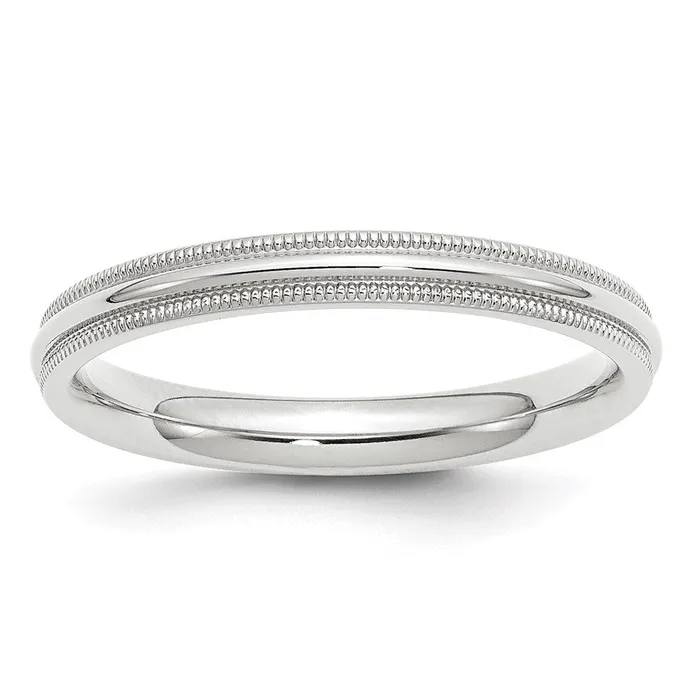 Goldia Rings Solid 18K White Gold 3mm Milgrain Comfort Fit MensWomens Wedding Band Ring Size 55 Goldia Rings Solid 18K White Gold 3mm Milgrain Comfort Fit MensWomens Wedding Band Ring Size 55