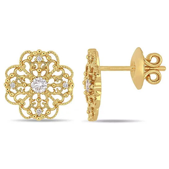 JMS always Original AMOUR 14 CT TW Diamond Filigree Floral Stud Earrings In 14K Yellow Gold Earrings JMS always Original AMOUR 14 CT TW Diamond Filigree Floral Stud Earrings In 14K Yellow Gold Earrings