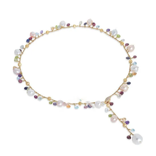 JMS always Original Marco Bicego Paradise Collection 18K Yellow Gold Mixed Gemstone and Pearl Lariat Necklace CB2586B MIX114 Y 02 Necklaces JMS always Original Marco Bicego Paradise Collection 18K Yellow Gold Mixed Gemstone and Pearl Lariat Necklace CB2586B MIX114 Y 02 Necklaces
