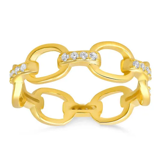 JMS always Rings Original Kylie Harper 14k Yellow Gold Over Silver CZ Paper clip Band Ring JMS always Rings Original Kylie Harper 14k Yellow Gold Over Silver CZ Paper clip Band Ring