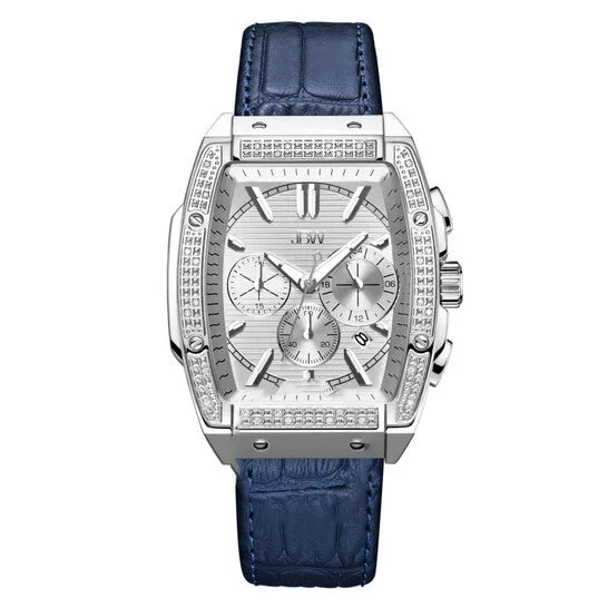 JMS always Watches Original JBW Echelon Quartz Silver Dial Blue Leather Mens Watch J6379C JMS always Watches Original JBW Echelon Quartz Silver Dial Blue Leather Mens Watch J6379C