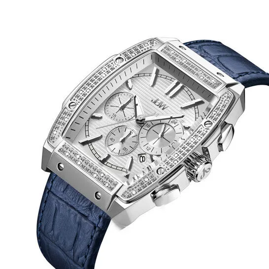 JMS always Watches Original JBW Echelon Quartz Silver Dial Blue Leather Mens Watch J6379C JMS always Watches Original JBW Echelon Quartz Silver Dial Blue Leather Mens Watch J6379C
