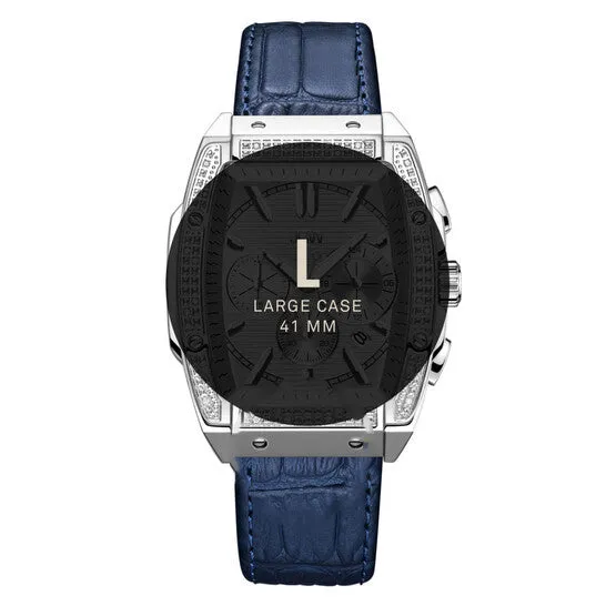 JMS always Watches Original JBW Echelon Quartz Silver Dial Blue Leather Mens Watch J6379C JMS always Watches Original JBW Echelon Quartz Silver Dial Blue Leather Mens Watch J6379C