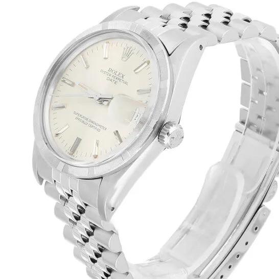 JMS always Watches Original Preowned Rolex Oyster Perpetual Date Automatic Silver Dial Unisex Watch 15010 SSJ