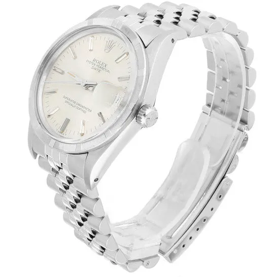 JMS always Watches Original Preowned Rolex Oyster Perpetual Date Automatic Silver Dial Unisex Watch 15010 SSJ