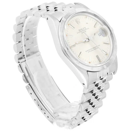 JMS always Watches Original Preowned Rolex Oyster Perpetual Date Automatic Silver Dial Unisex Watch 15010 SSJ