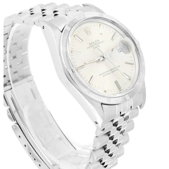 JMS always Watches Original Preowned Rolex Oyster Perpetual Date Automatic Silver Dial Unisex Watch 15010 SSJ