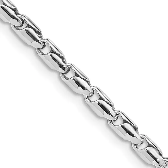 MDS Solid 14K White Gold 24 inch 3mm Hand Polished Fancy Link with Lobster Clasp Chain Necklace Necklaces MDS Solid 14K White Gold 24 inch 3mm Hand Polished Fancy Link with Lobster Clasp Chain Necklace Necklaces