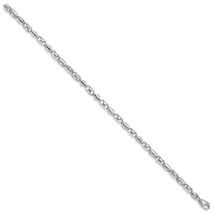 MDS Solid 14K White Gold 8 inch 41mm Polished Fancy Barrel Link with Fancy Lobster Clasp Bracelet Bracelets MDS Solid 14K White Gold 8 inch 41mm Polished Fancy Barrel Link with Fancy Lobster Clasp Bracelet Bracelets