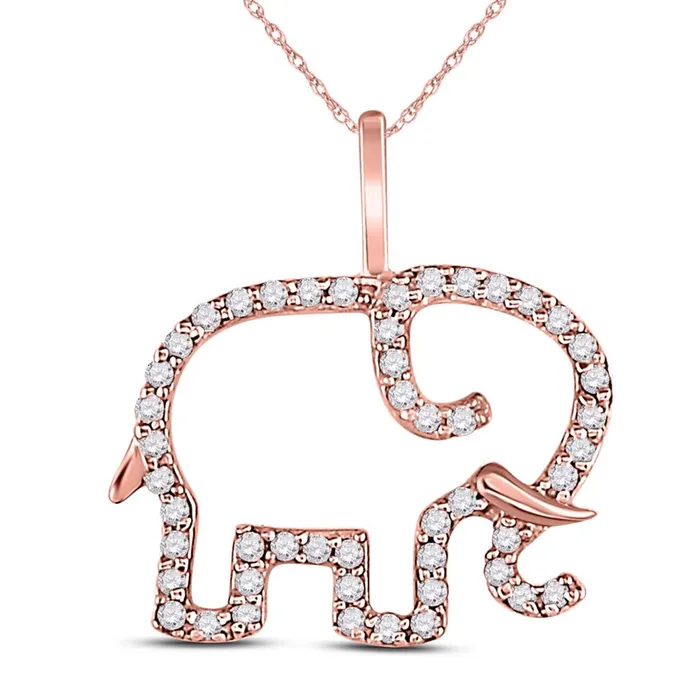 Necklaces 10k Rose Gold Round Diamond Elephant Animal Pendant 16 Cttw gndatlanta Necklaces 10k Rose Gold Round Diamond Elephant Animal Pendant 16 Cttw gndatlanta