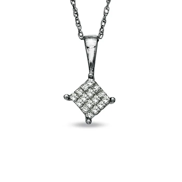 Necklaces Goldia 013 CT TW Composite PrincessCut Natural Diamond Pendant in 14K White Gold Necklaces Goldia 013 CT TW Composite PrincessCut Natural Diamond Pendant in 14K White Gold