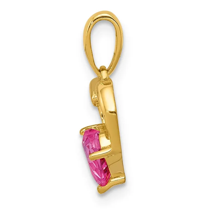 Necklaces Goldia 14K Yellow Gold Created Pink Sapphire and Real Diamond Heart Pendant