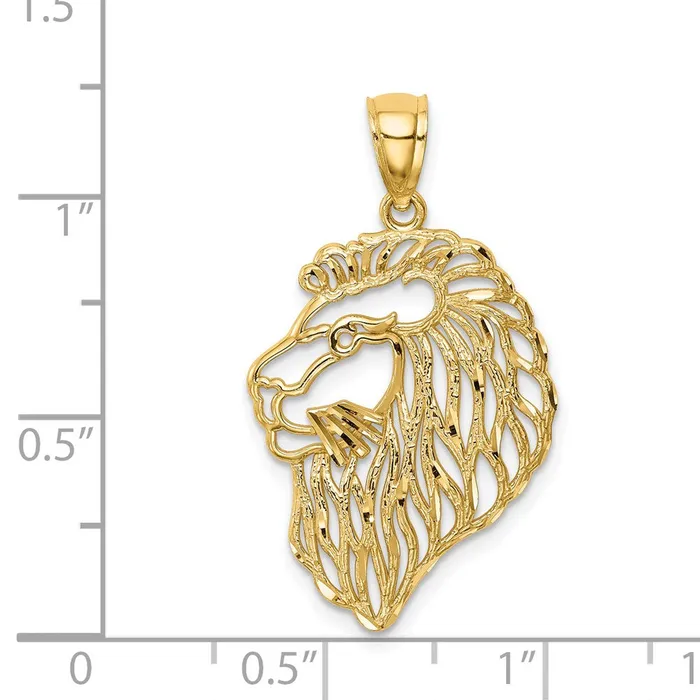 Necklaces Goldia 14k Yellow Gold DiamondCut Lion Profile Pendant