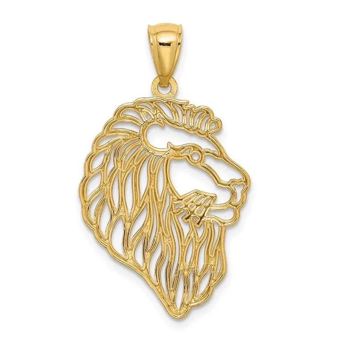 Necklaces Goldia 14k Yellow Gold DiamondCut Lion Profile Pendant