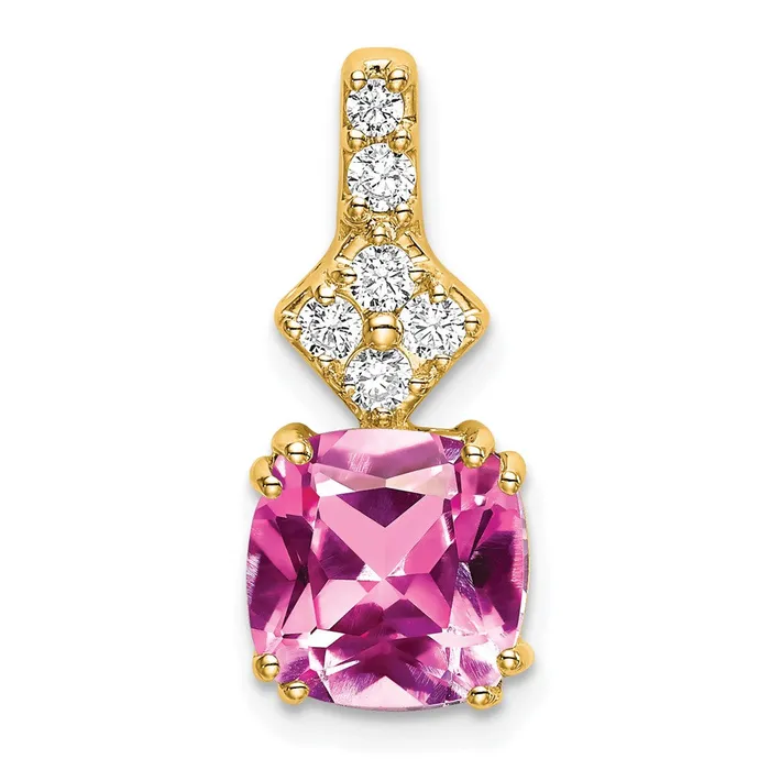 Necklaces Goldia 14K Yellow Gold Lab Grown Real Diamond u0026 Created Pink Sapphire Pendant Necklaces Goldia 14K Yellow Gold Lab Grown Real Diamond u0026 Created Pink Sapphire Pendant