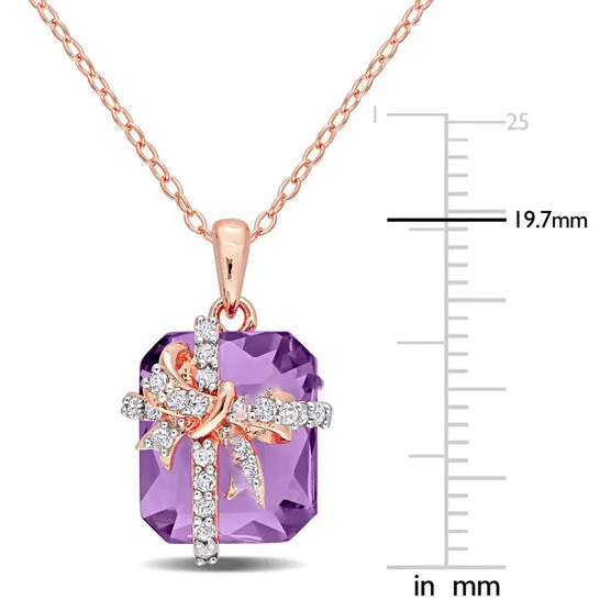 Necklaces JMS always Original AMOUR 6 34 CT TGW Amethyst and White Topaz Pendant with Chain In Rose Plated Sterling Silver Necklaces JMS always Original AMOUR 6 34 CT TGW Amethyst and White Topaz Pendant with Chain In Rose Plated Sterling Silver