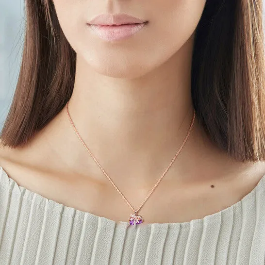 Necklaces JMS always Original AMOUR 6 34 CT TGW Amethyst and White Topaz Pendant with Chain In Rose Plated Sterling Silver Necklaces JMS always Original AMOUR 6 34 CT TGW Amethyst and White Topaz Pendant with Chain In Rose Plated Sterling Silver