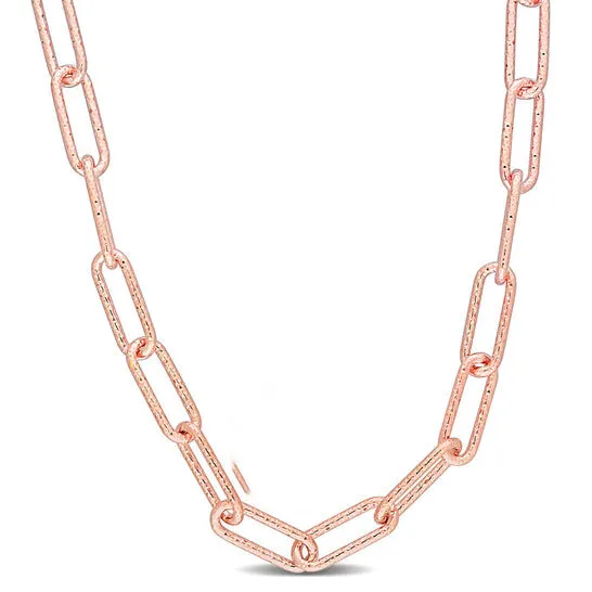 Original AMOUR 6mm Fancy Paperclip Chain Necklace In Rose Plated Sterling Silver 16 In JMS always Necklaces Original AMOUR 6mm Fancy Paperclip Chain Necklace In Rose Plated Sterling Silver 16 In JMS always Necklaces