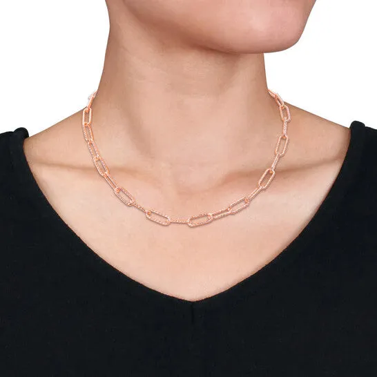 Original AMOUR 6mm Fancy Paperclip Chain Necklace In Rose Plated Sterling Silver 16 In JMS always Necklaces Original AMOUR 6mm Fancy Paperclip Chain Necklace In Rose Plated Sterling Silver 16 In JMS always Necklaces