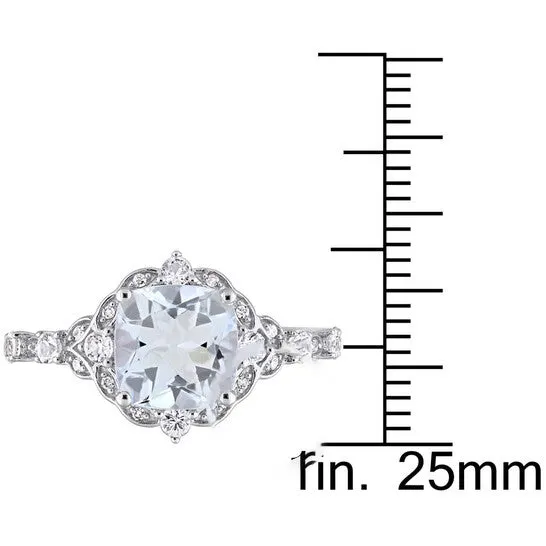 Original Aquamarine White Sapphire and Diamond Accent Vintage Ring JMS always Rings Original Aquamarine White Sapphire and Diamond Accent Vintage Ring JMS always Rings