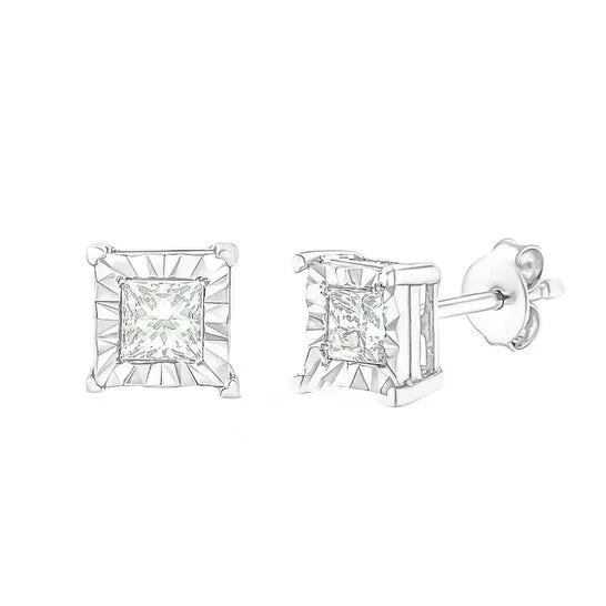 Original Haus of Brilliance 925 Sterling Silver 14 Cttw Miracle Set Princesscut Diamond Solitaire Stud Earrings HI Color I1I2 Clarity JMS always Earrings Original Haus of Brilliance 925 Sterling Silver 14 Cttw Miracle Set Princesscut Diamond Solitaire Stud Earrings HI Color I1I2 Clarity JMS always Earrings