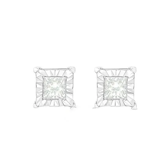 Original Haus of Brilliance 925 Sterling Silver 14 Cttw Miracle Set Princesscut Diamond Solitaire Stud Earrings HI Color I1I2 Clarity JMS always Earrings Original Haus of Brilliance 925 Sterling Silver 14 Cttw Miracle Set Princesscut Diamond Solitaire Stud Earrings HI Color I1I2 Clarity JMS always Earrings