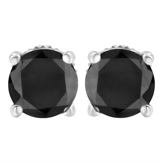 Original Haus of Brilliance Sterling Silver 2 cttw Black Diamond ScrewBack 4Prong Classic Stud Earrings ColorEnhanced I2I3 JMS always Earrings Original Haus of Brilliance Sterling Silver 2 cttw Black Diamond ScrewBack 4Prong Classic Stud Earrings ColorEnhanced I2I3 JMS always Earrings