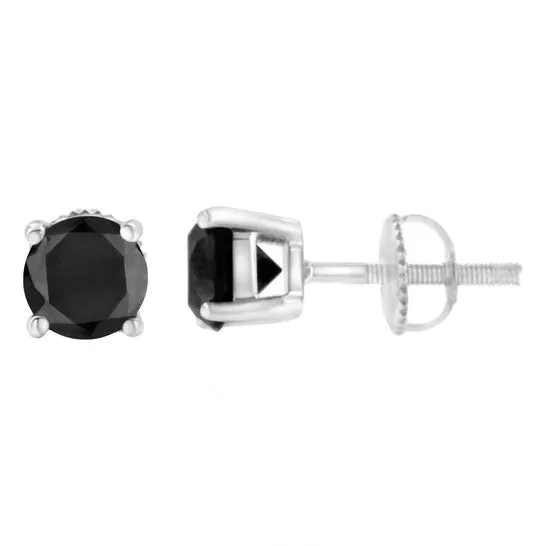 Original Haus of Brilliance Sterling Silver 2 cttw Black Diamond ScrewBack 4Prong Classic Stud Earrings ColorEnhanced I2I3 JMS always Earrings Original Haus of Brilliance Sterling Silver 2 cttw Black Diamond ScrewBack 4Prong Classic Stud Earrings ColorEnhanced I2I3 JMS always Earrings