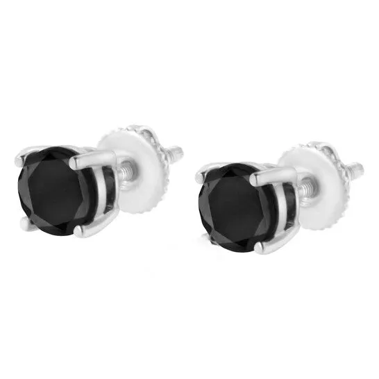 Original Haus of Brilliance Sterling Silver 2 cttw Black Diamond ScrewBack 4Prong Classic Stud Earrings ColorEnhanced I2I3 JMS always Earrings Original Haus of Brilliance Sterling Silver 2 cttw Black Diamond ScrewBack 4Prong Classic Stud Earrings ColorEnhanced I2I3 JMS always Earrings