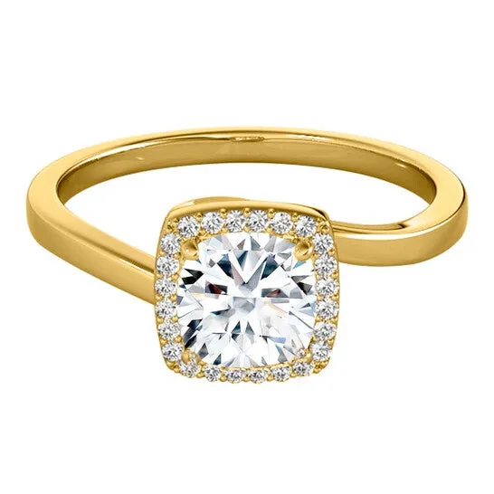 Original Maulijewels 315 Carat Halo Moissanite Diamond Engagement Ring For Women In 14K Solid Yellow Gold JMS always Rings