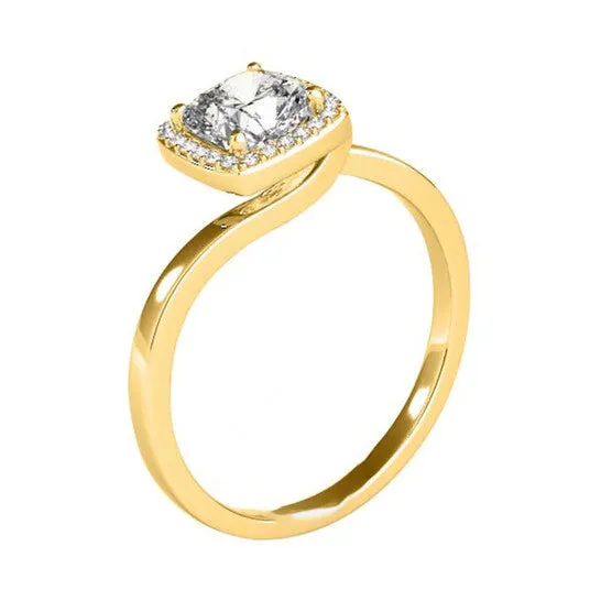 Original Maulijewels 315 Carat Halo Moissanite Diamond Engagement Ring For Women In 14K Solid Yellow Gold JMS always Rings