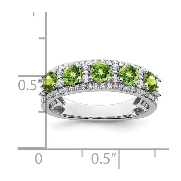 Rings 14k White Gold Polished Peridot and Real Diamond Ring Goldia