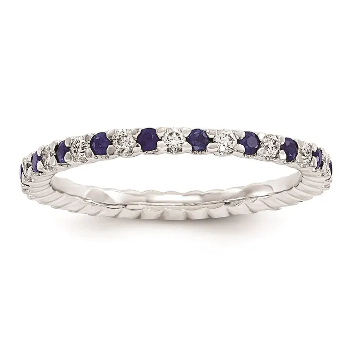 Rings 14k White Gold Real Diamond Sapphire ring Goldia