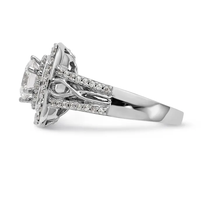 Rings 14K White Gold Simulated Diamond Double Cushion HaloEngagement Ring Goldiacom