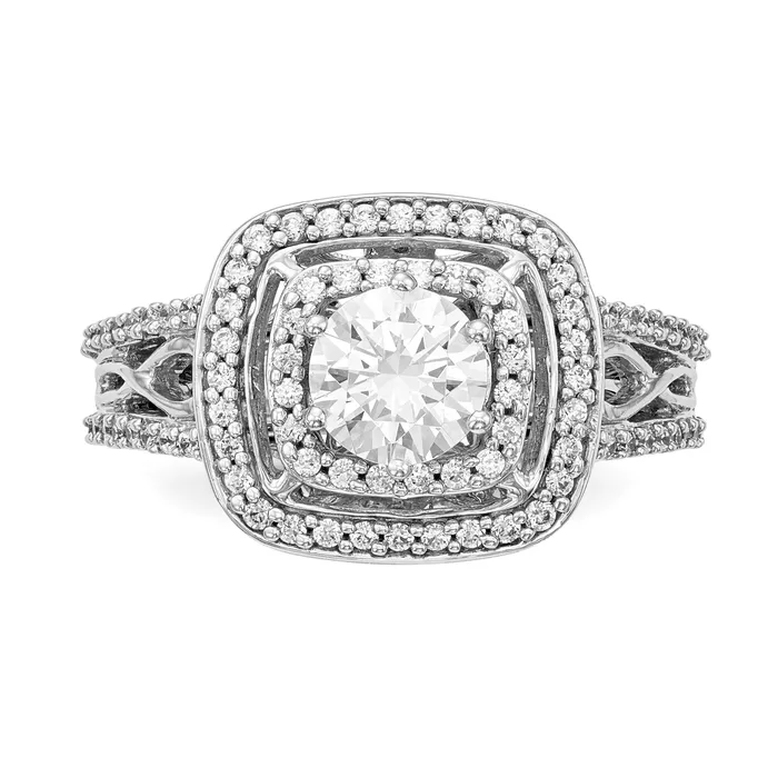 Rings 14K White Gold Simulated Diamond Double Cushion HaloEngagement Ring Goldiacom